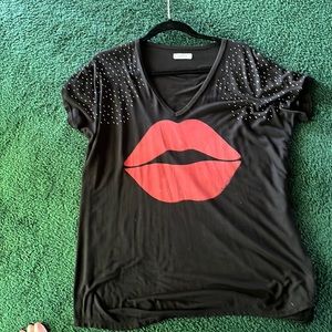 Lauren Moshi lip top with rhinestones worn once